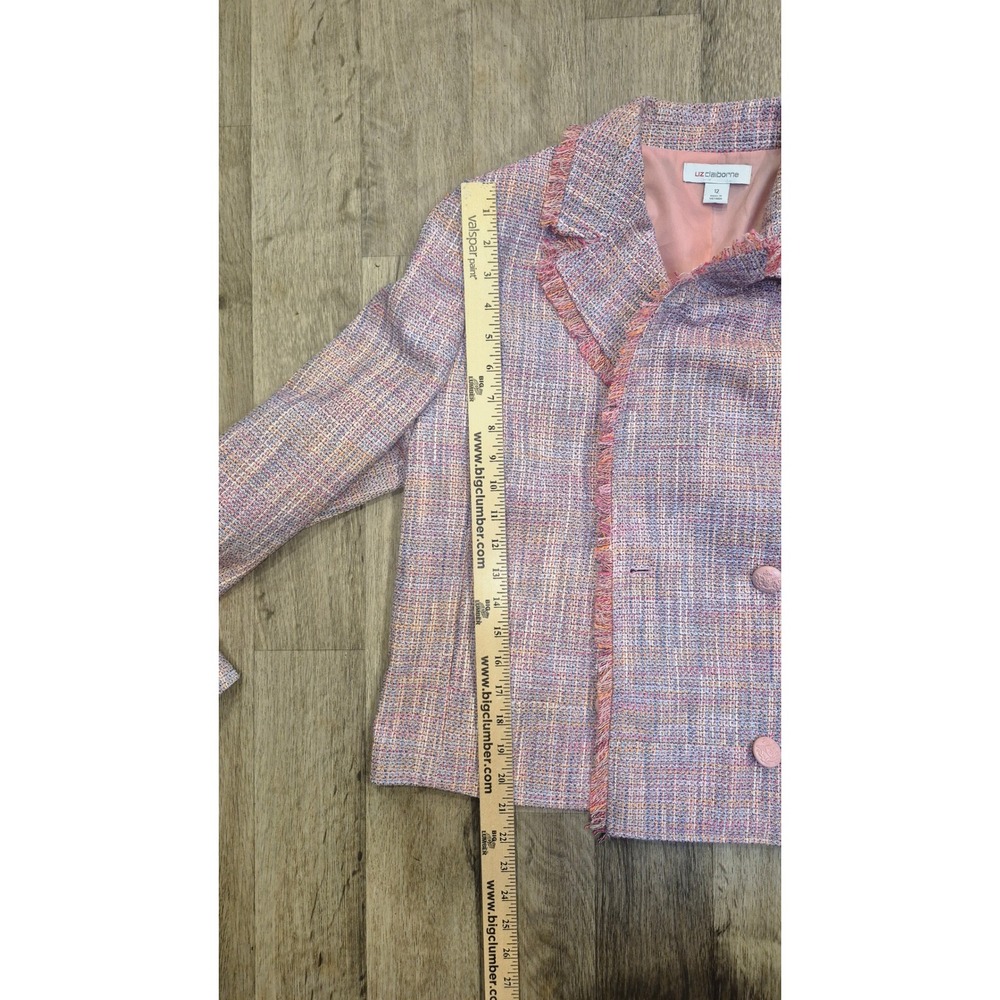 Tweed Fringe Blazer & Pink Tank Set‎ Chic Workwear Outfit Multicolor Jacket 12 - Picture 15 of 17